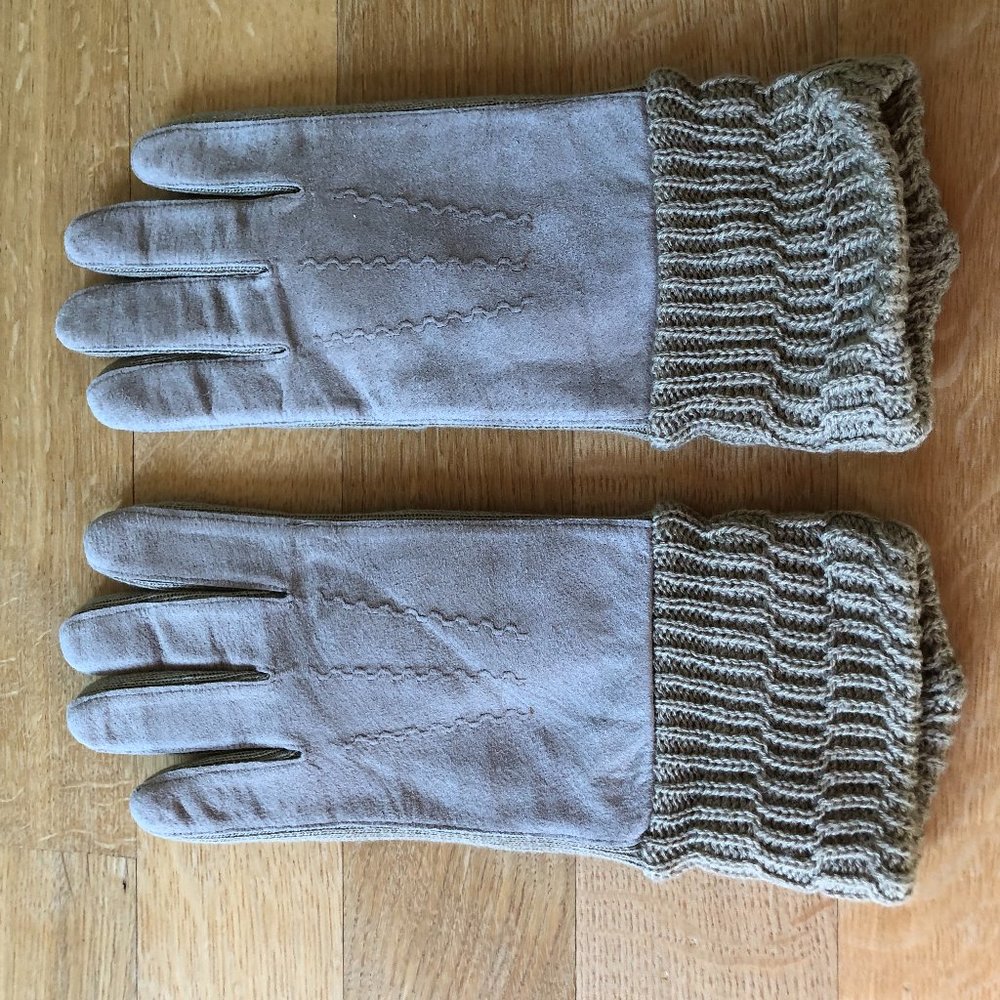 Suede and Knit Gloves